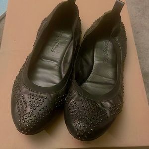 See By Chloe Shoes Black Leather Ballet Flats Studded Size 38.5 M US Size 8.$275
